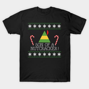 Son Of A Nutcracker Elf Quote Christmas Knit T-Shirt